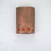 10" Wall Light-Squares Boarder-Open Top ADA Low Profile Half Round-Antique Copper- Indoor-Outdoor