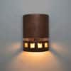 10" Wall Light-Squares Border-Open Top ADA Low Profile Half Round-Copper Band-Antique Copper-Indoor-Outdoor - Image 2