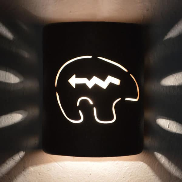 8" Wall Sconce-Spirit Bear w/Bottom Copper Band-Open Top Half Round-Copper Rocky Road-Indoor-Outdoor - Image 2