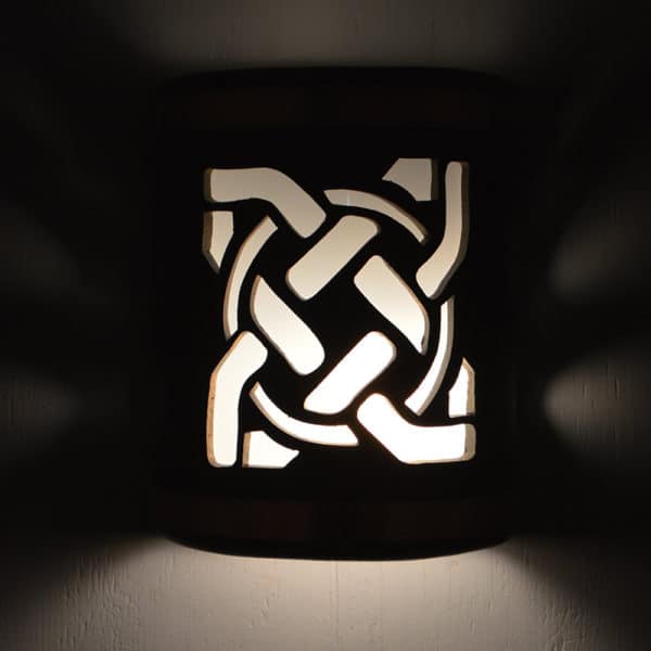 9" Wall Light-Celtic Circle-Open Top Half Round-Anodized Bronze-Brushed and Sealed Copper Bands-Indoor-Outdoor - Image 3