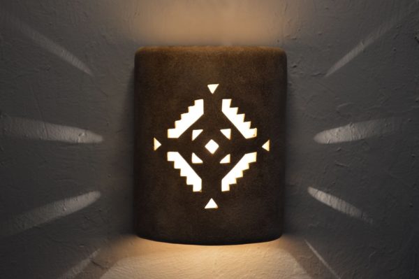 9" Wall Light-Geometric-Open Top Half Round-Parchment-Indoor-Outdoor - Image 2
