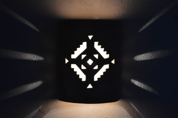 9" Wall Light-Geometric-Open Top Half Round-Parchment-Indoor-Outdoor - Image 3