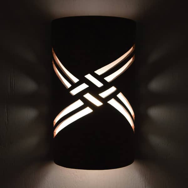 14" Wall Light-Weavings-Open Top Half Round-White-Indoor-Outdoor - Image 2