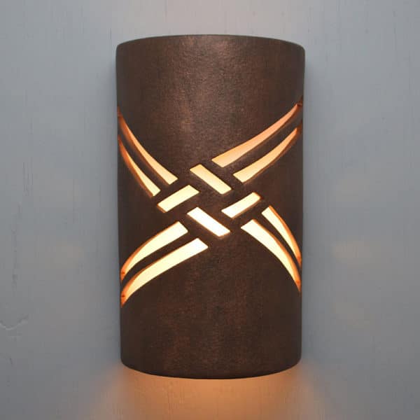 14" Wall Light-Weavings-Open Top Half Round-Antique Copper-Indoor-Outdoor - Image 2
