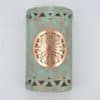 14" Wall Light-Dreamcatcher Copper Cover w/Tribal Drum Border-Open Top Half Round-Raw Turquoise-Silver Mica-Indoor-Outdoor