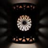 14" Wall Light-Dreamcatcher Copper Cover w/Tribal Drum Border-Open Top Half Round-Raw Turquoise-Silver Mica-Indoor-Outdoor - Image 2