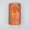 14" Wall Light-Lizard-Closed Top (Dark Sky) Half Round-Rusted Copper-Amber Mica Lens-Indoor-Outdoor