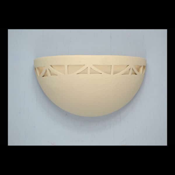 Small Bowl Wall Light-Art Deco Border-Uplight -Antique White-Indoor Only