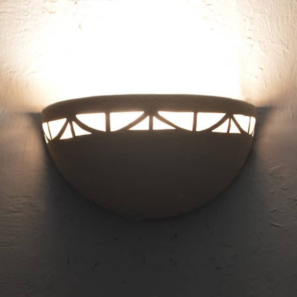 Small Bowl Wall Light-Art Deco Border-Uplight -Antique White-Indoor Only - Image 3