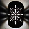 13" Wall Light-Mariners Wheel-Shield Handcut-Half Round-Tan Tone-Indoor-Outdoor - Image 2