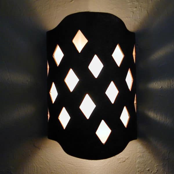 12" Wall Light-Harlequin on a Shield Handcut Half Round-Antique Bronze-Indoor-Outdoor - Image 2