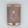 14" Wall Light-Phoenix-ADA Low Profile-Closed Top (Dark Sky) Half Round-Antique Copper-Raw Copper Bands-Indoor-Outdoor