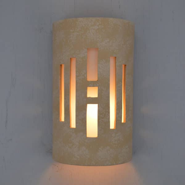 14" Wall Light-Center Window-Open Top Half Round-Tan Tone-Indoor-Outdoor - Image 2