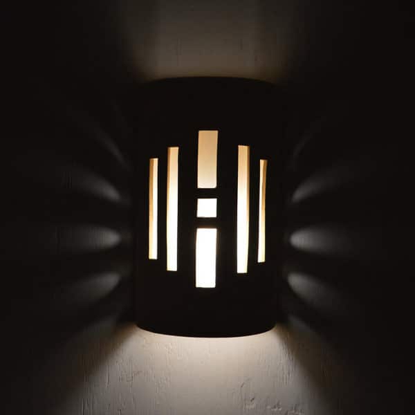 14" Wall Light-Center Window-Open Top Half Round-Tan Tone-Indoor-Outdoor - Image 3