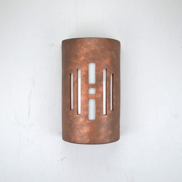 14" Wall Light-Center Windows-Open Top Half Round-Antique Copper-Indoor-Outdoor