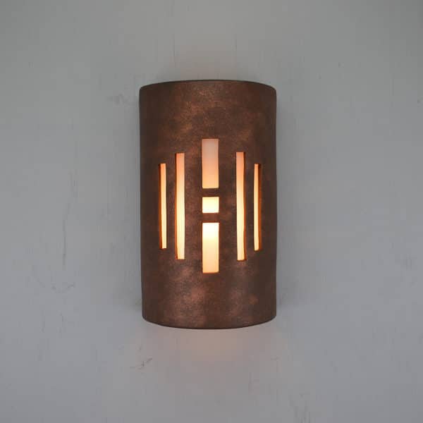 14" Wall Light-Center Windows-Open Top Half Round-Antique Copper-Indoor-Outdoor - Image 2