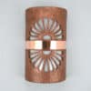 14" Wall Light-Double Fan-Open Top Half Round-Rust Mica-Middle Raw Copper Band-Indoor-Outdoor