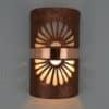 14" Wall Light-Double Fan-Open Top Half Round-Rust Mica-Middle Raw Copper Band-Indoor-Outdoor - Image 2