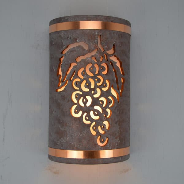 14" Wall Light-Grapes-Open Top Half Round-Raw Copper Bands-Copper Wash-Indoor-Outdoor - Image 2