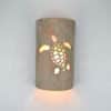 14" Wall Light-Ocean Turtle (Left Facing)-Open Top Half Round-Oak Moss-Indoor-Outdoor