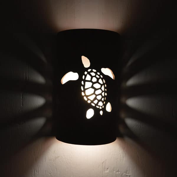 14" Wall Light-Ocean Turtle (Left Facing)-Open Top Half Round-Oak Moss-Indoor-Outdoor - Image 3
