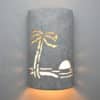 14" Wall Light-Paradise Palm-Open Top Half Round-Gray Tone-Indoor-Outdoor