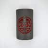 14" Wall Light-Shoji-Open Top Half Round-Black Suede-Asian Red Inside-Indoor-Outdoor