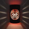 14" Wall Light-Shoji-Open Top Half Round-Black Suede-Asian Red Inside-Indoor-Outdoor - Image 3