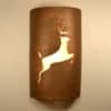 14" Wall Light-Leaping Deer-Open Top Half Round-Antique Copper-Indoor-Outdoor