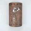 14" Wall Light-Center Elk w/Elk Tracks Borders-Open Top Half Round-Iron Oxide-Indoor-Outdoor