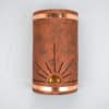 18" Wall Light-Sunrise-Closed Top (Dark Sky) Half Round-Copper Brick-Raw Copper Bands-Amber Mica-Indoor-Outdoor