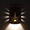 18" Wall Light-Sunrise-Closed Top (Dark Sky) Half Round-Copper Brick-Raw Copper Bands-Amber Mica-Indoor-Outdoor - Image 3