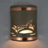 9" Wall Light-Duck-Open Top Half Round-Raw Copper Bands-Taupe Haze-Indoor-Outdoor - Image 2