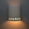 9" Wall Light-Greek Key Bottom Border-Open Top Half Round-White-Indoor-Outdoor - Image 2
