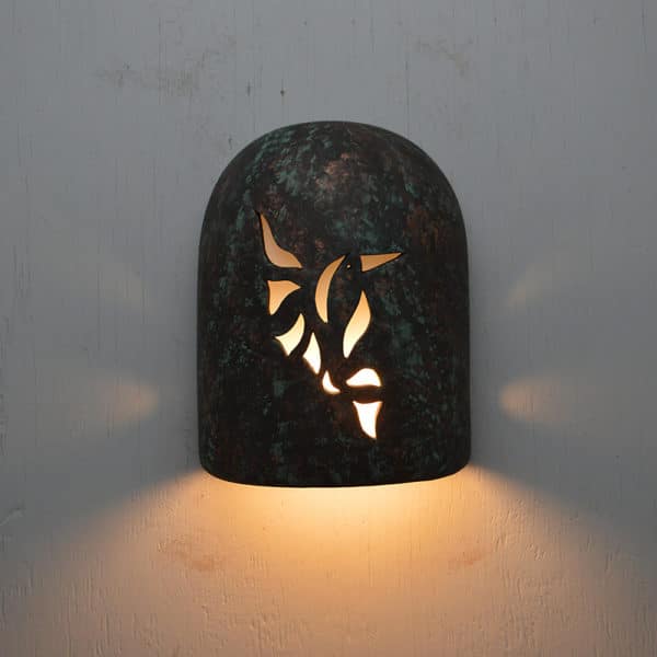 9" Wall Light-Hummingbird-Hood (Dark Sky) Half Round-Copper Moss Agate-Indoor-Outdoor- - Image 2