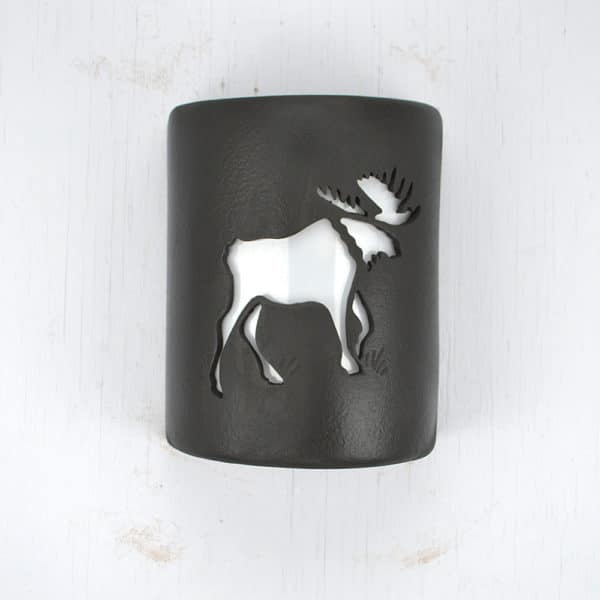 9" Wall Light-Moose-Open Top Half Round-Black-Indoor-Outdoor