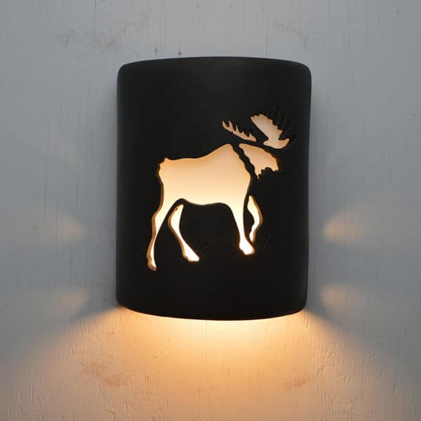 9" Wall Light-Moose-Open Top Half Round-Black-Indoor-Outdoor - Image 2