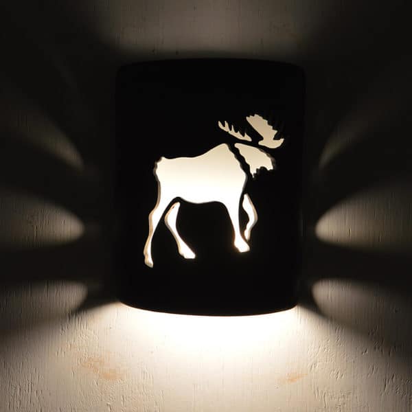 9" Wall Light-Moose-Open Top Half Round-Black-Indoor-Outdoor - Image 3