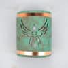 9" Wall Light-Phoenix-Open Top Half Round-Raw Turquoise- Raw Copper Bands-Indoor-Outdoor-