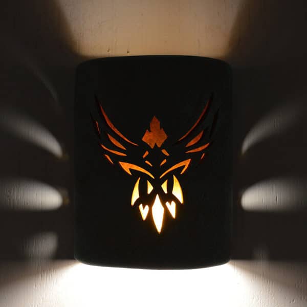9" Wall Light-Phoenix-Open Top Half Round-Raw Turquoise-Amber Mica-Indoor-Outdoor - Image 3