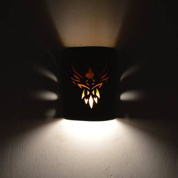 9" Wall Light-Phoenix-Open Top Half Round-Raw Turquoise-Amber Mica-Indoor-Outdoor - Image 4
