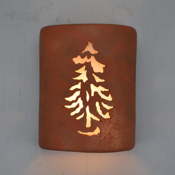 9" Wall Light-Pine-Open Top Half Round-Rusted Steel-Indoor-Outdoor - Image 2