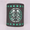 9" Wall Light-Shoji w/Circle Borders-Open Top Half Round-Black-Turquoise Inside-Indoor-Outdoor