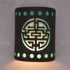9" Wall Light-Shoji w/Circle Borders-Open Top Half Round-Black-Turquoise Inside-Indoor-Outdoor - Image 2