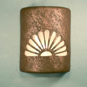9" Wall Light-Single Fan-Open Top Half Round-Rust Mica-Indoor-Outdoor