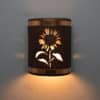 9" Wall Light-Sunflower-Open Top Half Round-Antique Copper-Raw Copper Bands-Indoor-Outdoor - Image 2