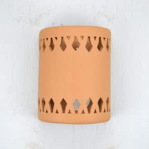 9" Wall Light-Crown Borders-Open Top Half Round-Brown- Indoor-Outdoor
