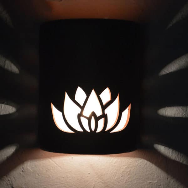 9" Wall Light-Lotus Flower-Open Top Half Round-Terracotta Haze-Indoor-Outdoor - Image 3