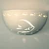 Small Bowl Sconce-Angel Fish w/Waves Border-White-Indoor Uplight