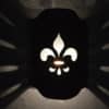 12" Wall Light-Fleur de Lis on a Arched Handcut Half Round-Copper Moss Agate Copper-Indoor-Outdoor - Image 3